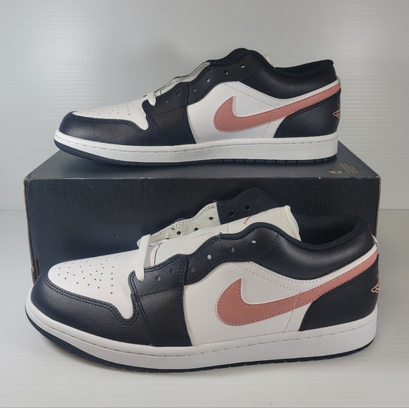 Nike Air Jordan 1 Low Shoes Black Rust Pink White 553558-165 Men's Size 11.5